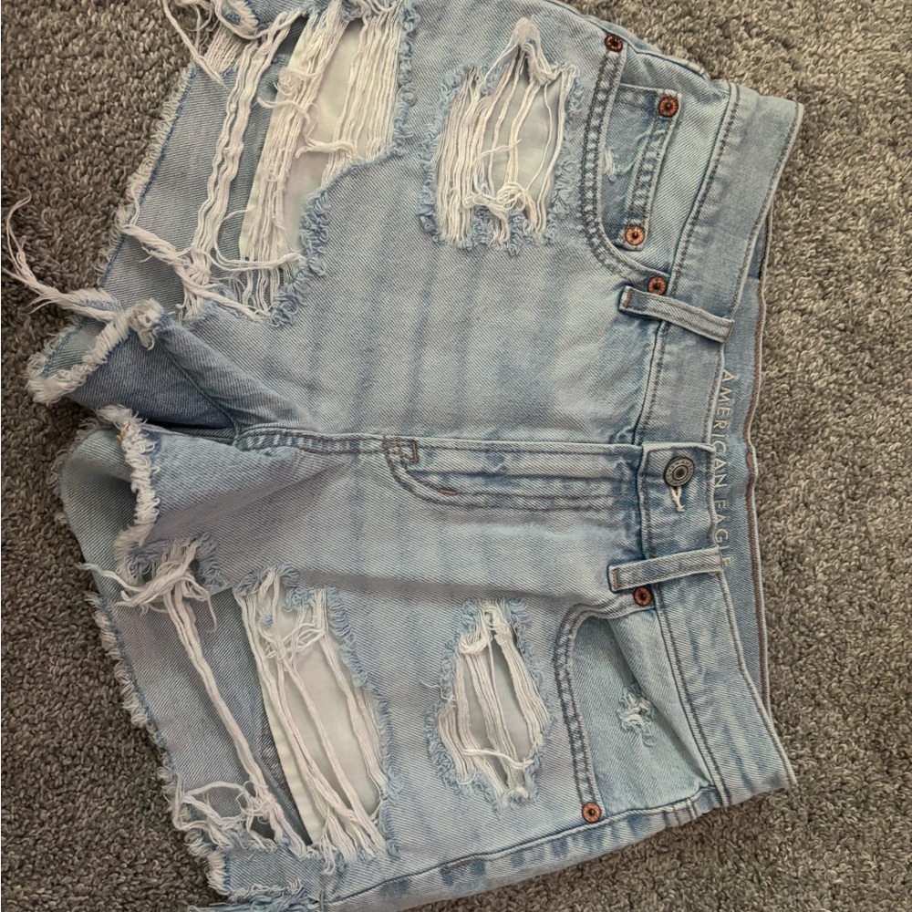 American Eagle Outfitters Blue Jean Shorts with Distressed Style